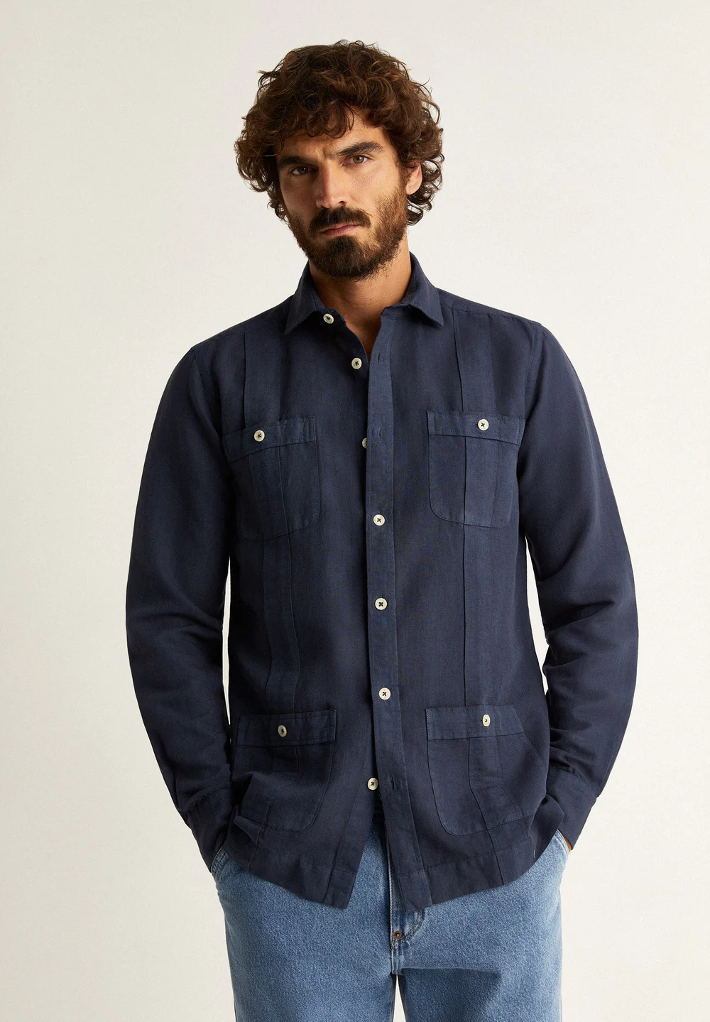 Camisa Nante Linen Navy 40