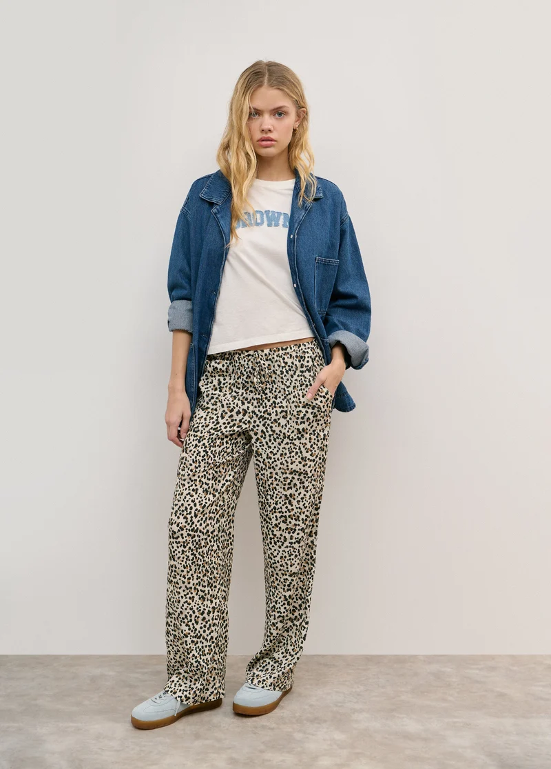Pantalón Fluido Estampado Leopardo
