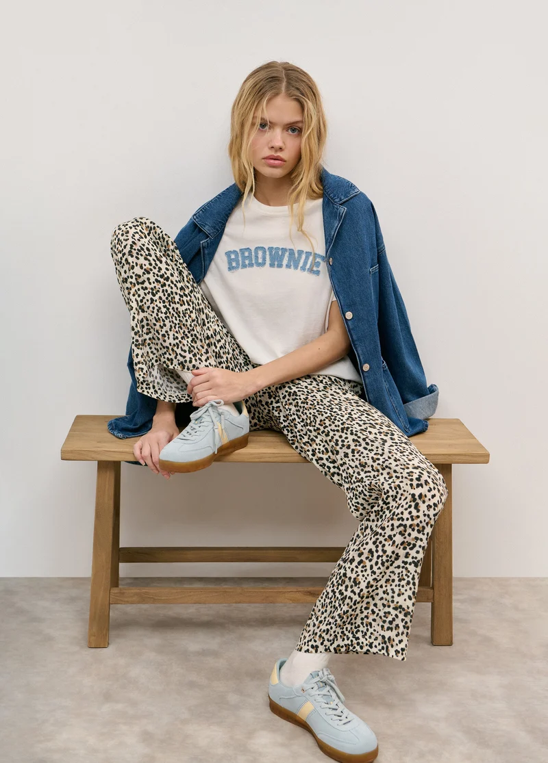 Pantalón Fluido Estampado Leopardo
