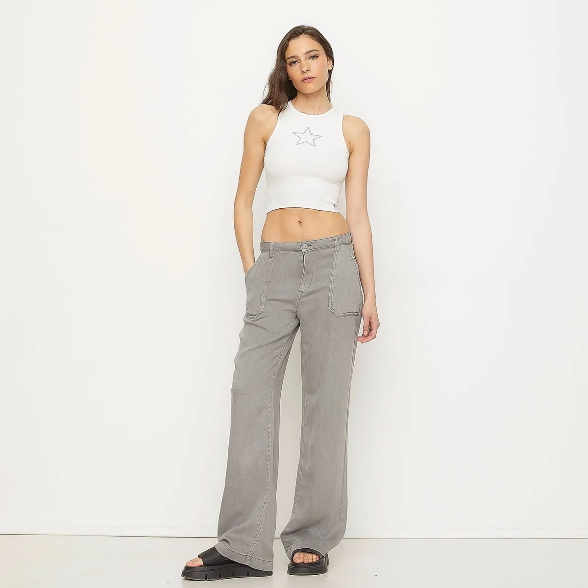 Pantalon Bolsillo Parche Fluido