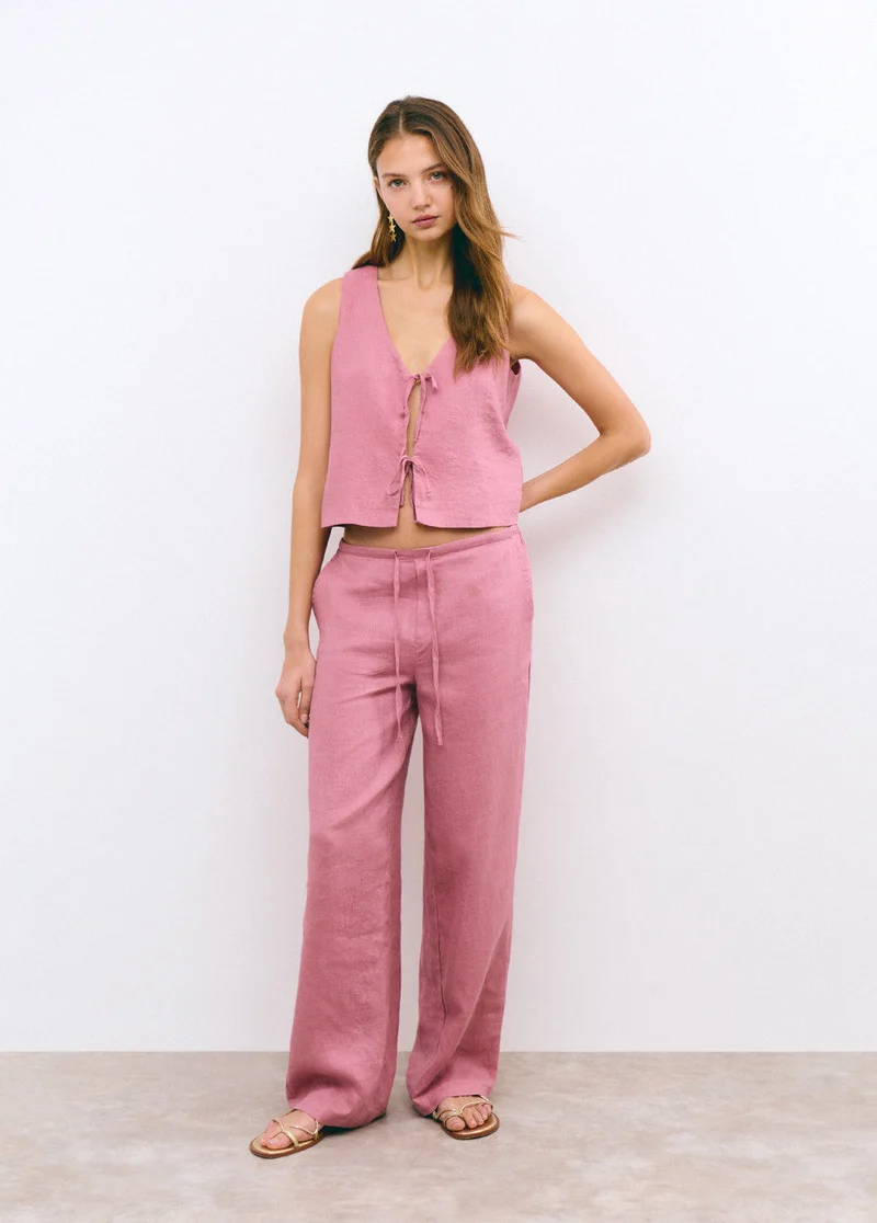 Pantalón Bajo De Lino