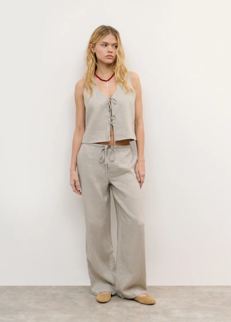 Pantalón Bajo De Lino