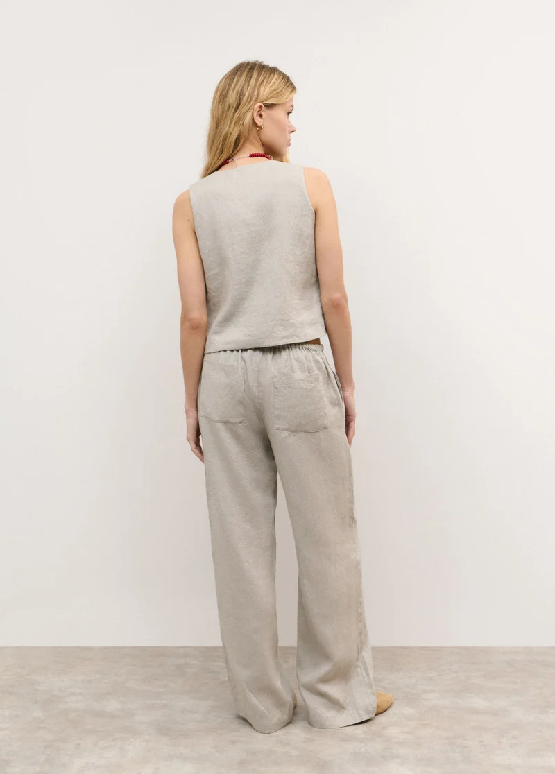 Pantalón Bajo De Lino
