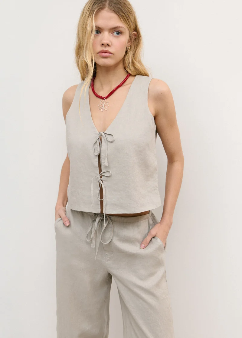 Pantalón Bajo De Lino