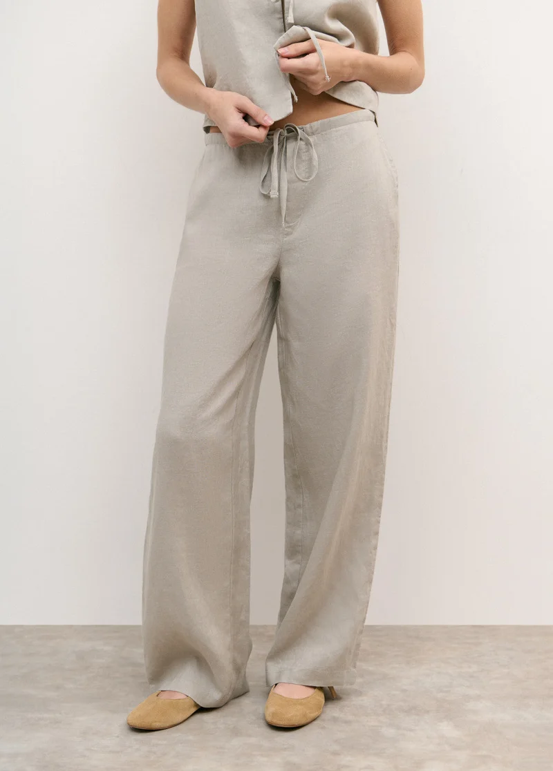Pantalón Bajo De Lino