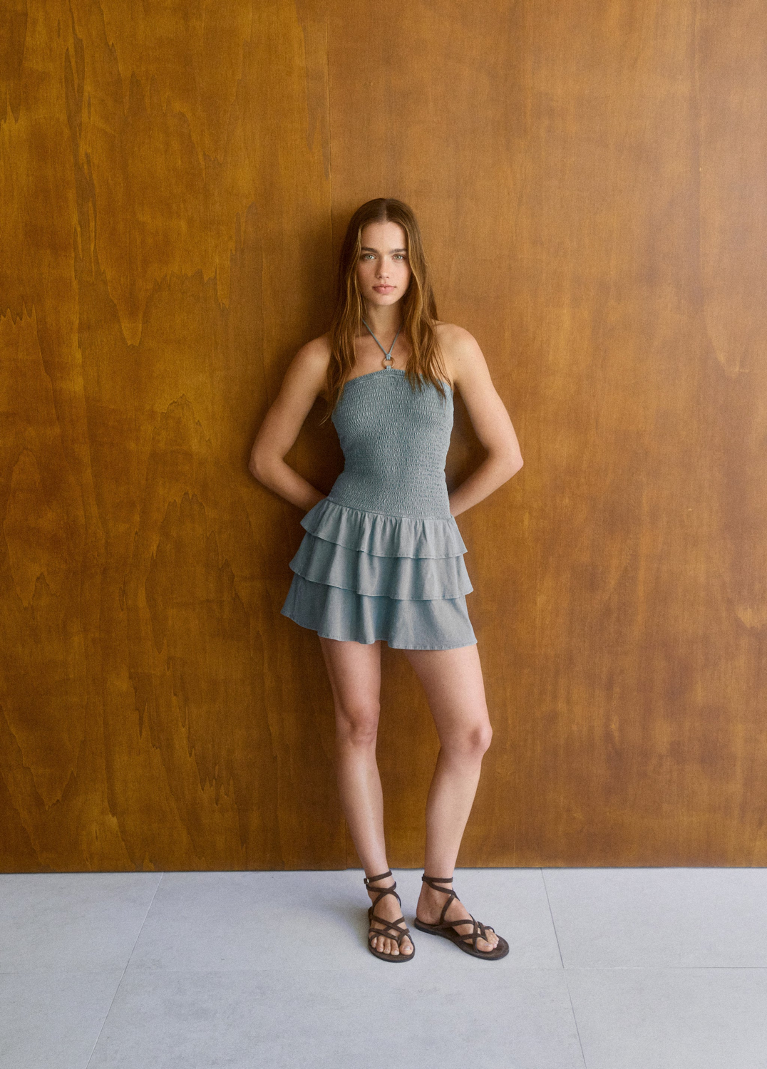 Mini Vestido Smock Cintura Romantico