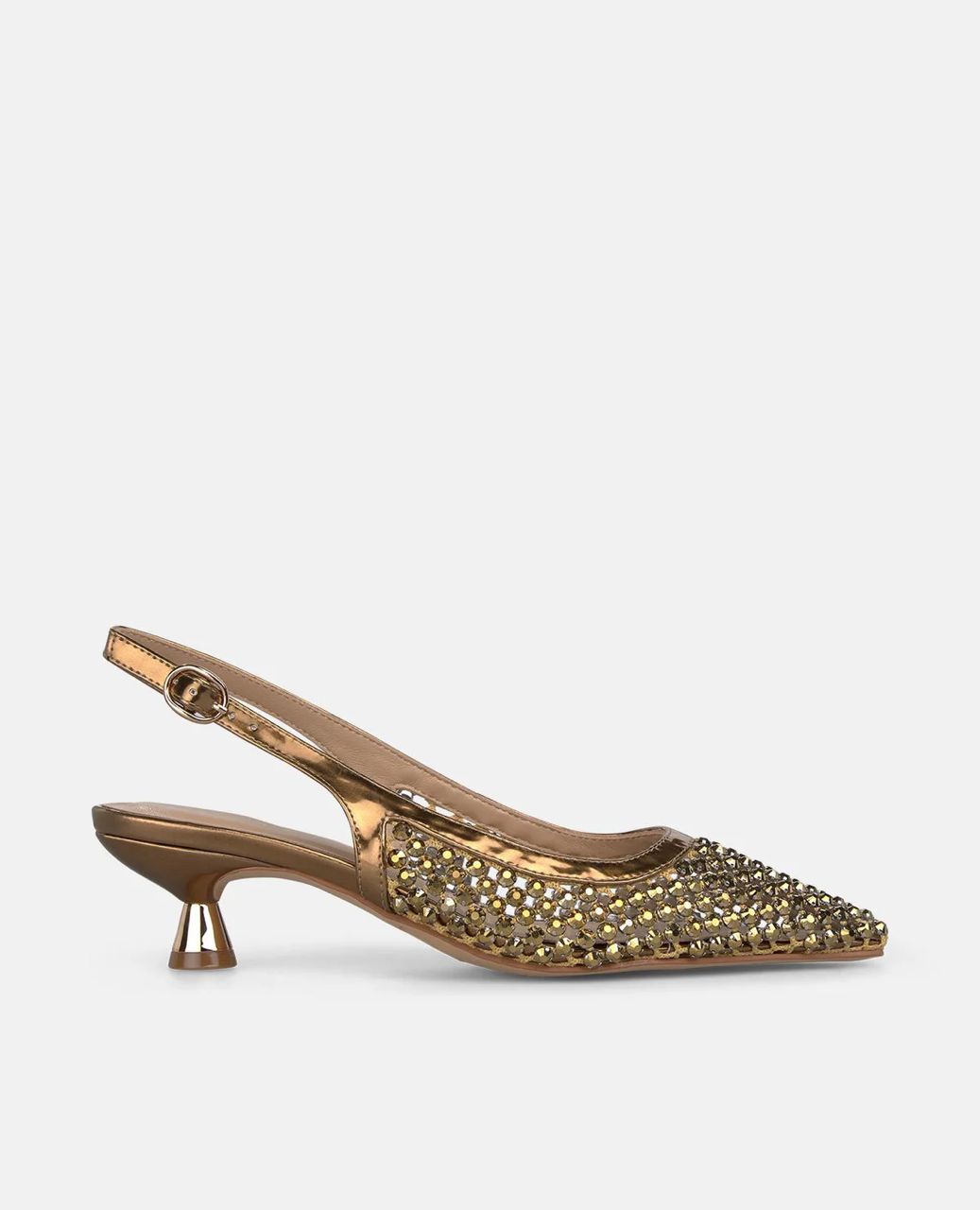 Zapato Destalonado Malla Efecto Metalizado