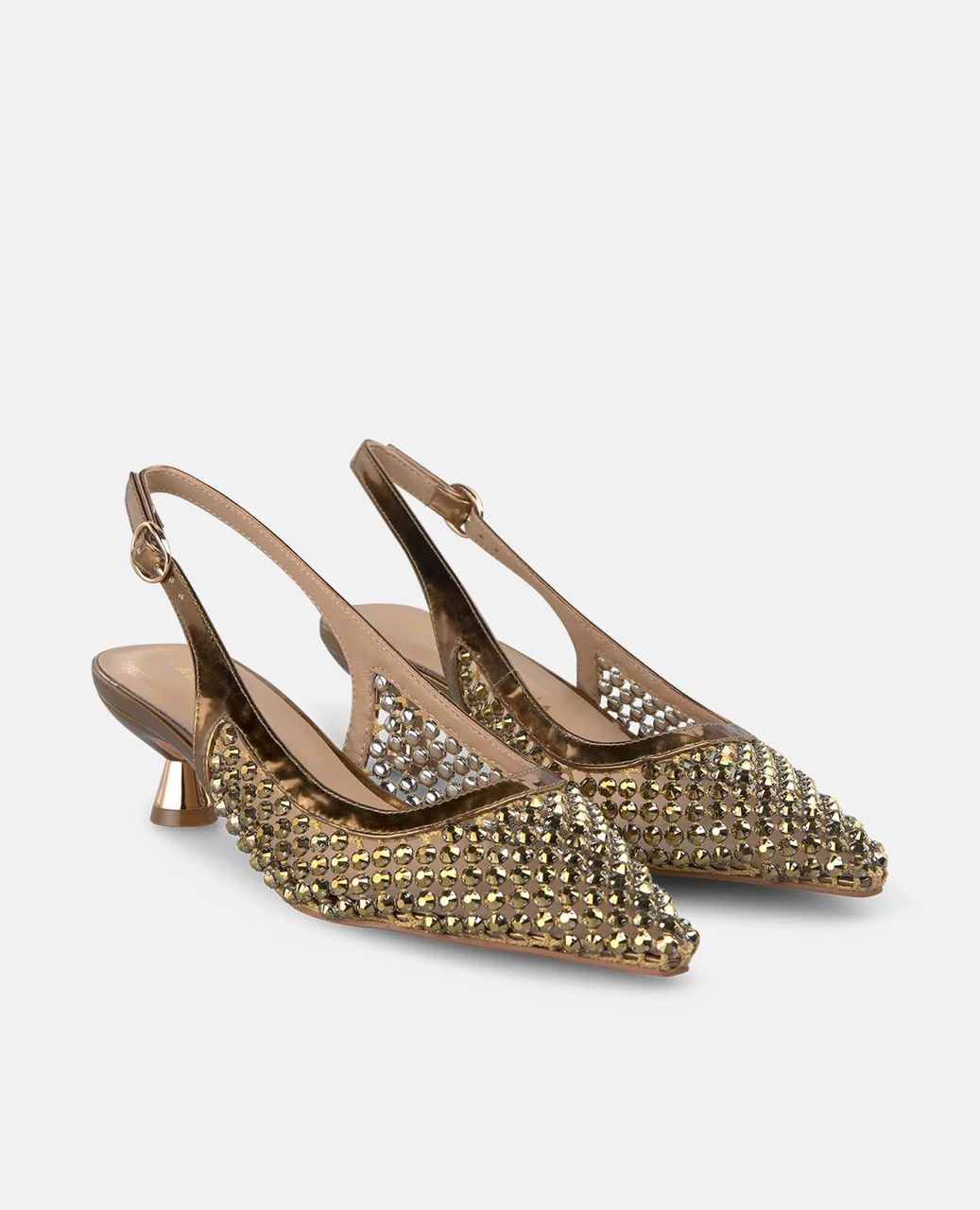 Zapato Destalonado Malla Efecto Metalizado
