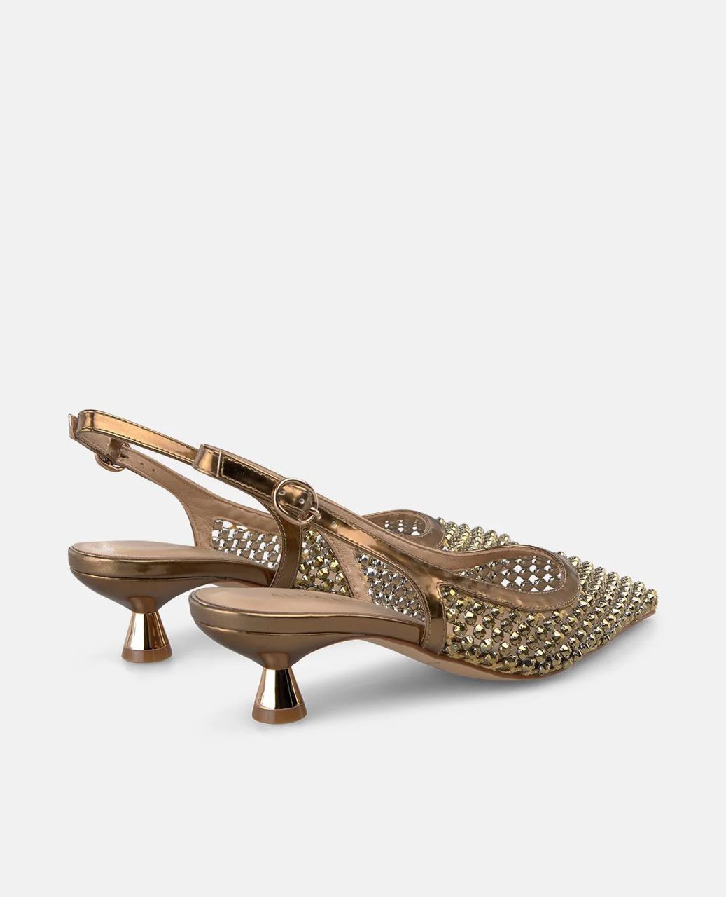 Zapato Destalonado Malla Efecto Metalizado
