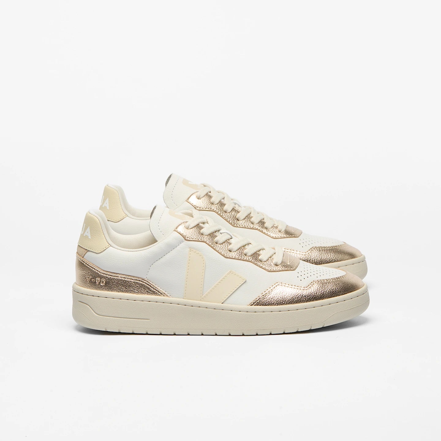 Tenis Veja De Mujer V-90 Leather White Calcaire Platine