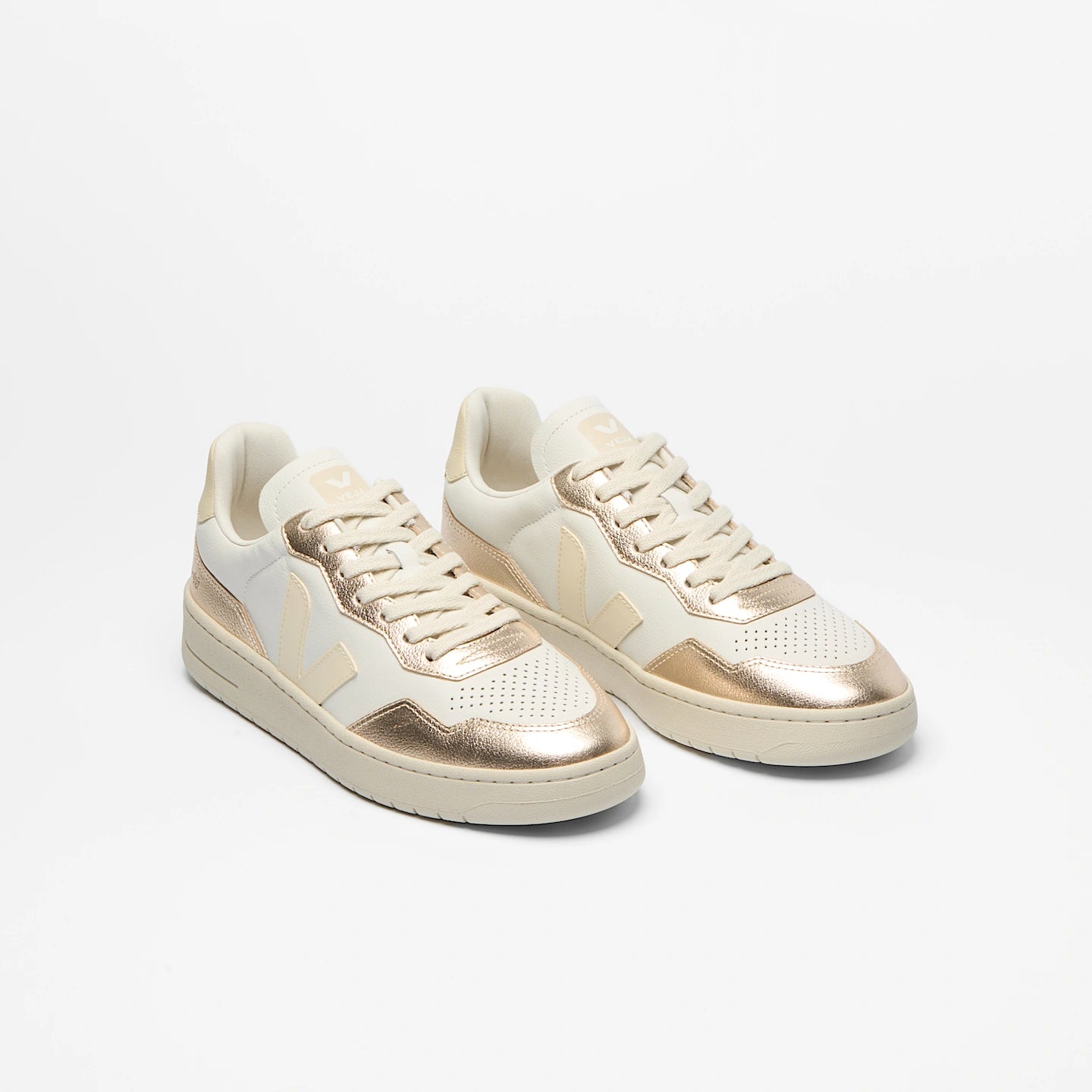 Tenis Veja De Mujer V-90 Leather White Calcaire Platine