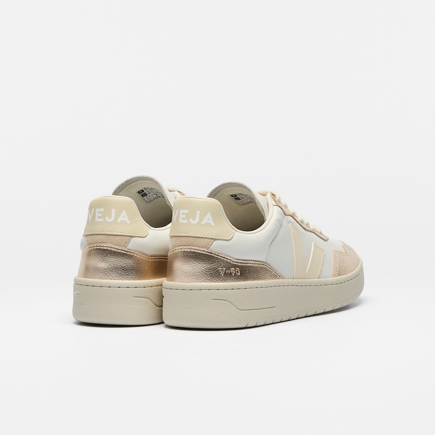 Tenis Veja De Mujer V-90 Leather White Calcaire Platine