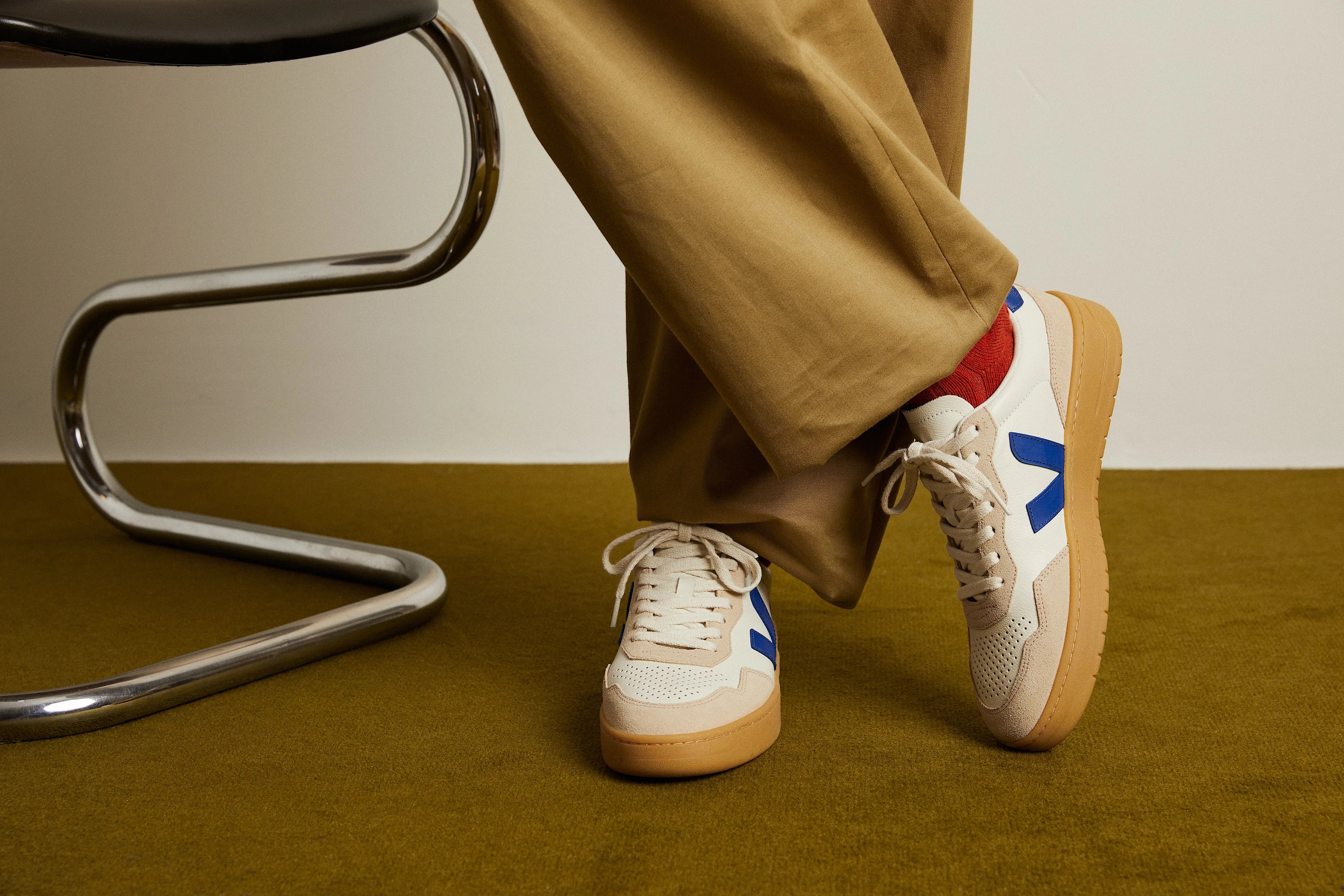 Tenis Veja De Hombre V-90 Leather Pure Atlantique Almond Natural