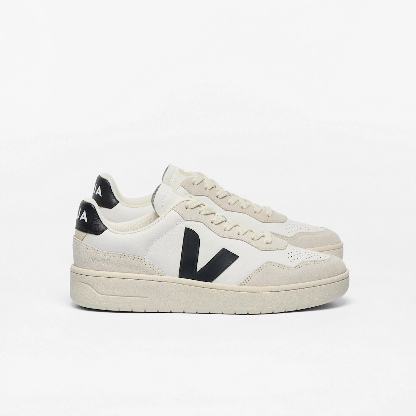 Tenis Veja De Mujer V-90 Leather White Black