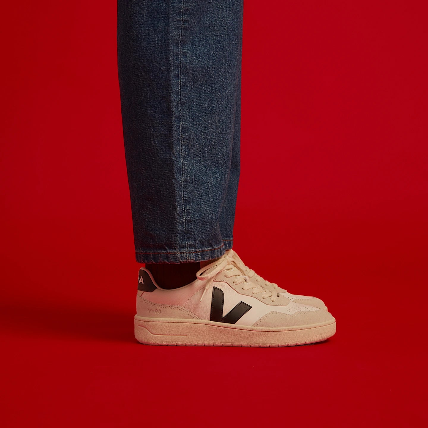 Tenis Veja De Mujer V-90 Leather White Black