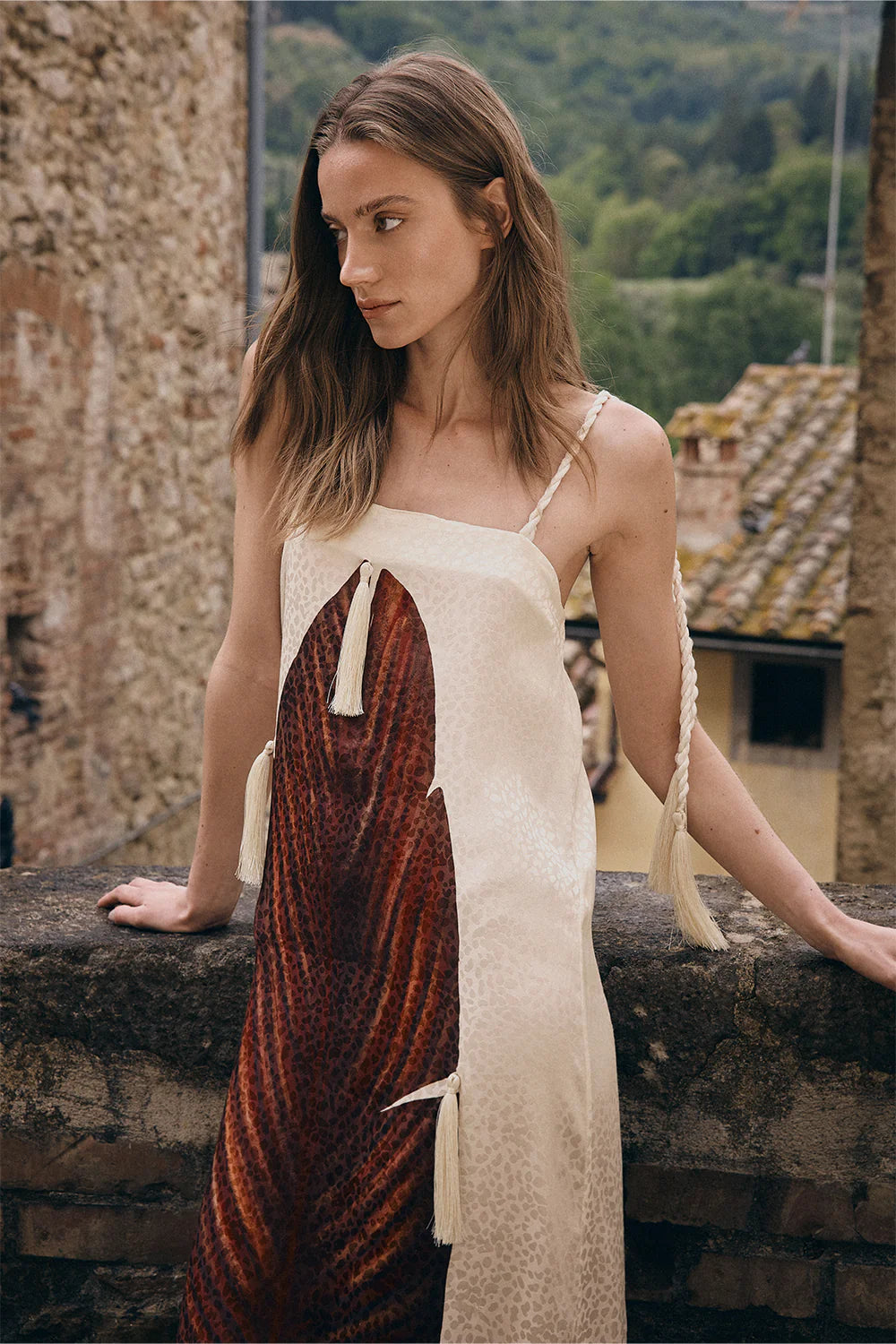 Vestido Alendra Natural Rojo