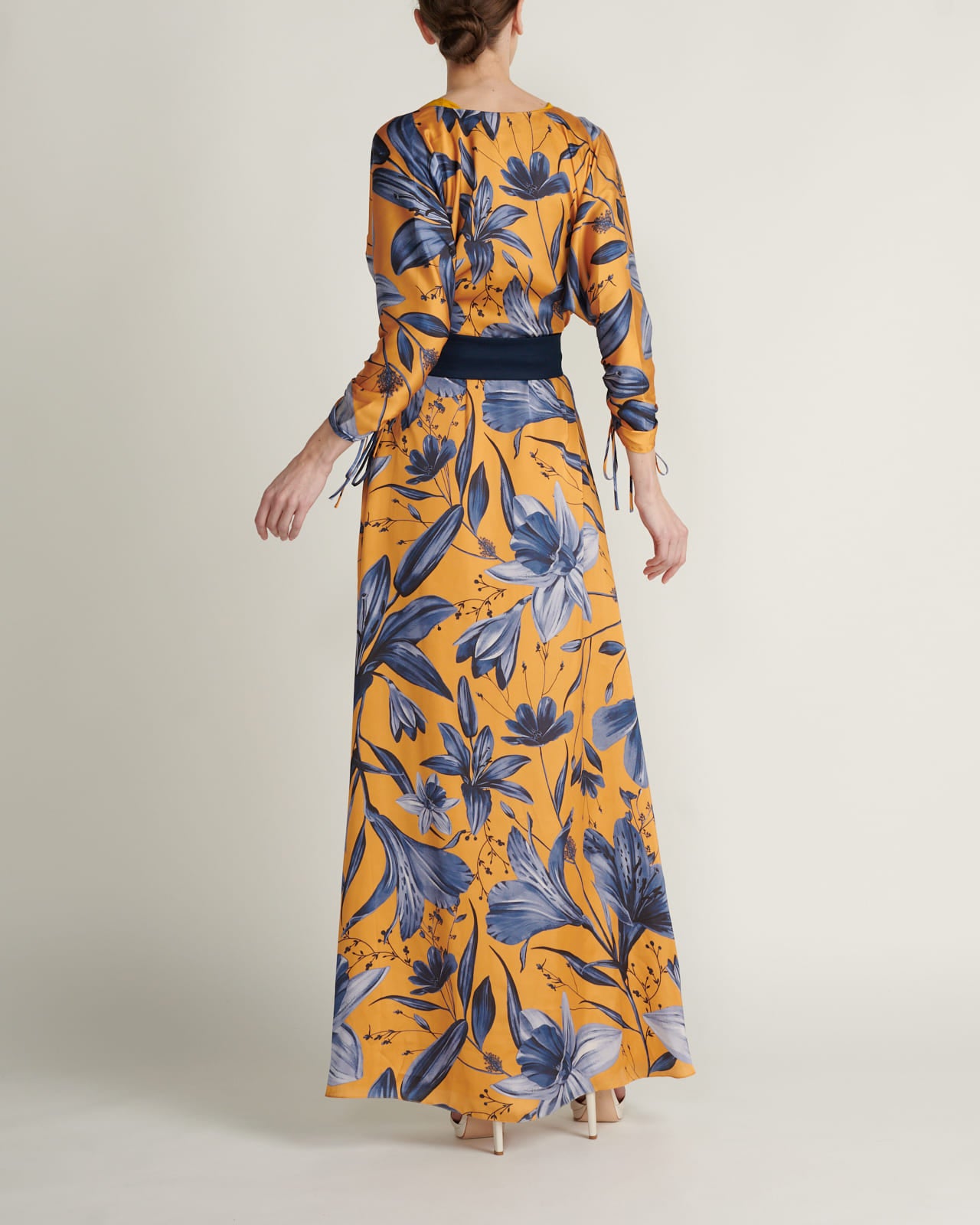Vestido Maxi Floral Mostaza