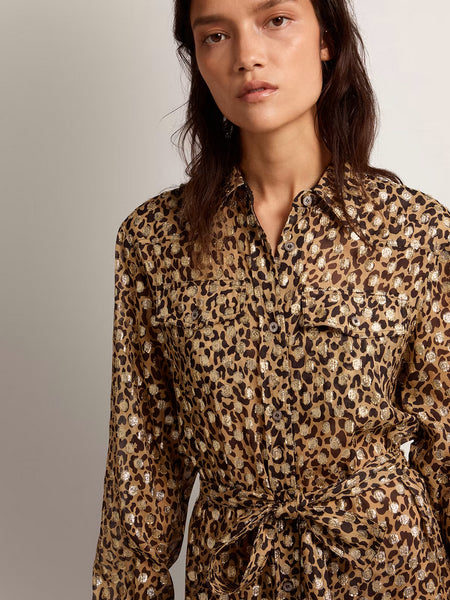 Midi Vestido Golden Goose Mujer Chemisier Leopard Print