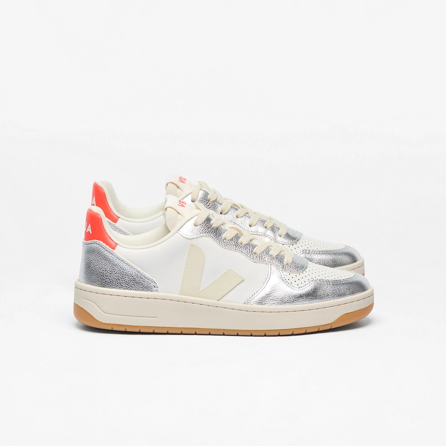 Tenis Veja De Mujer V-10 Leather White Pierre Silver