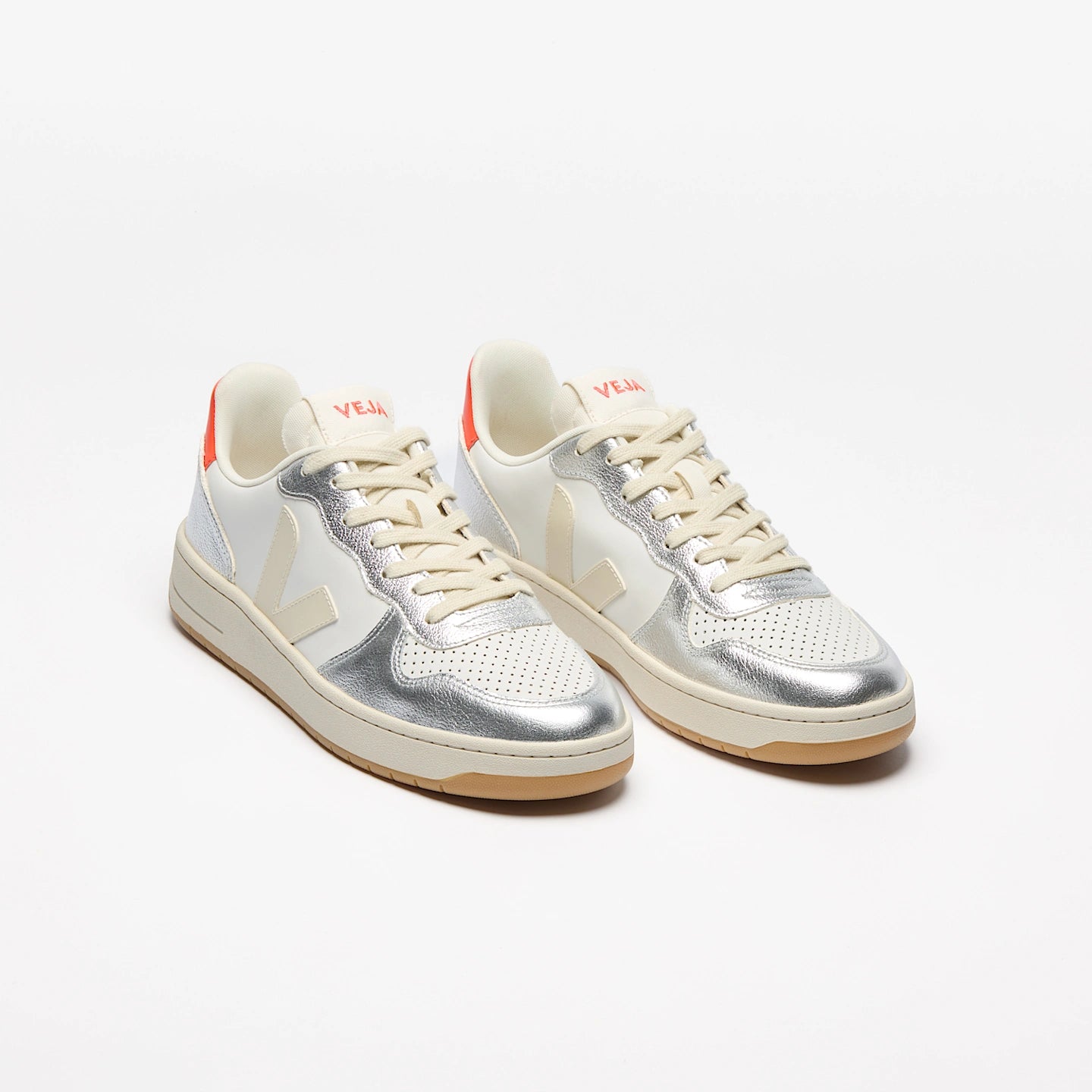 Tenis Veja De Mujer V-10 Leather White Pierre Silver