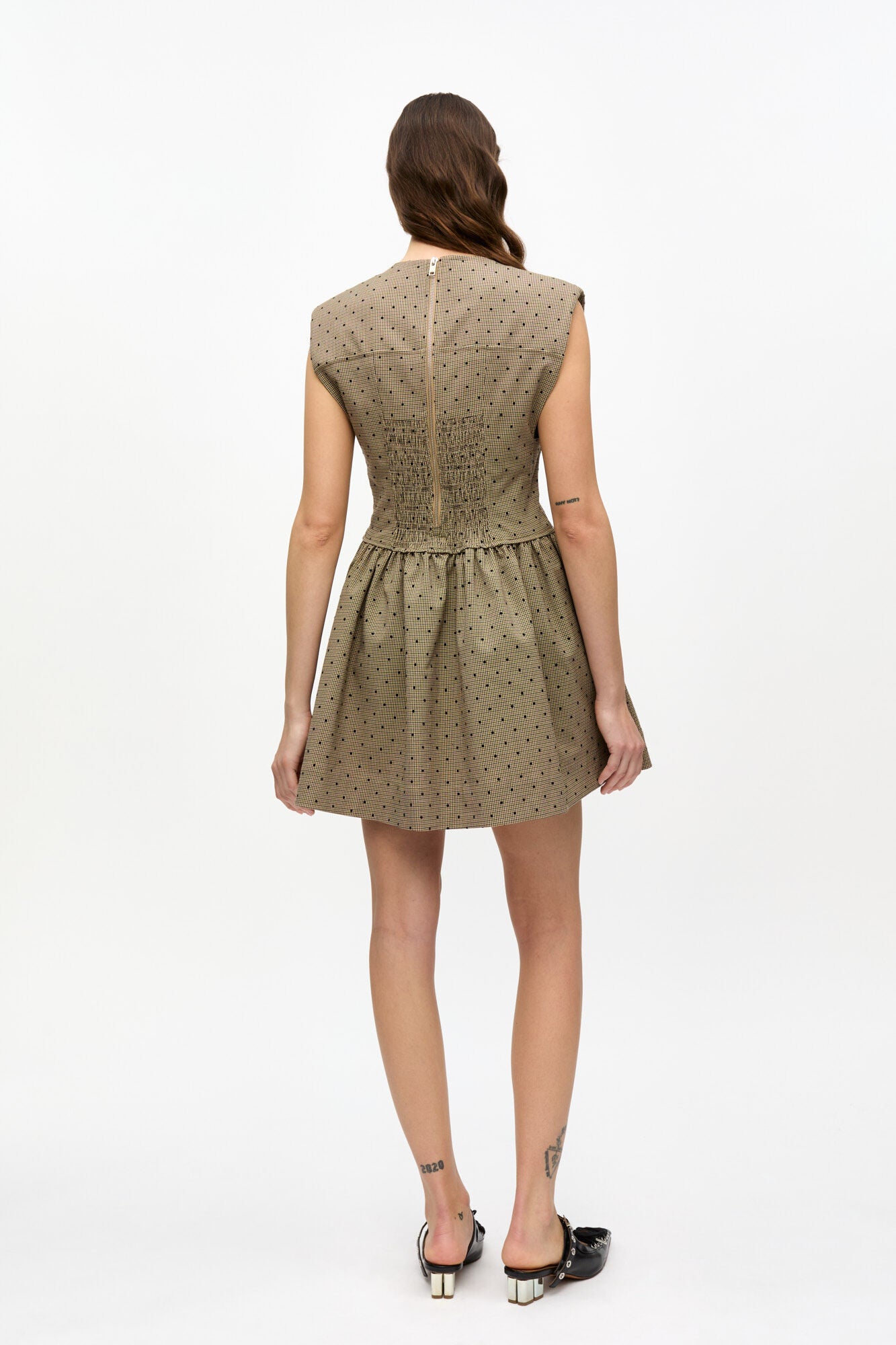 Vestido Flock Check Suiting Corset