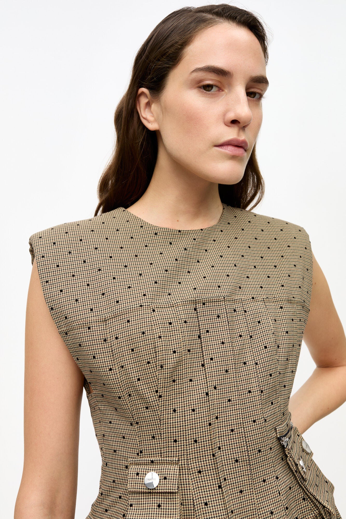 Vestido Flock Check Suiting Corset