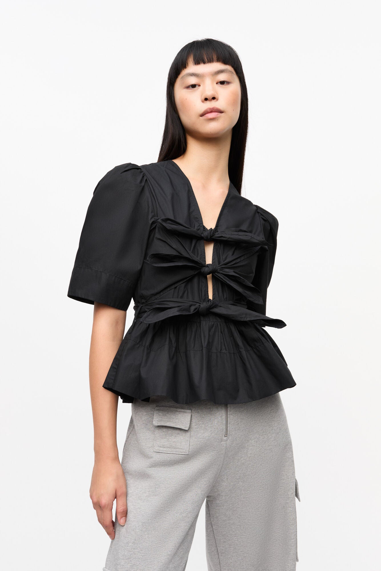 Blusa Washed Stretch Cotton Tie Strap