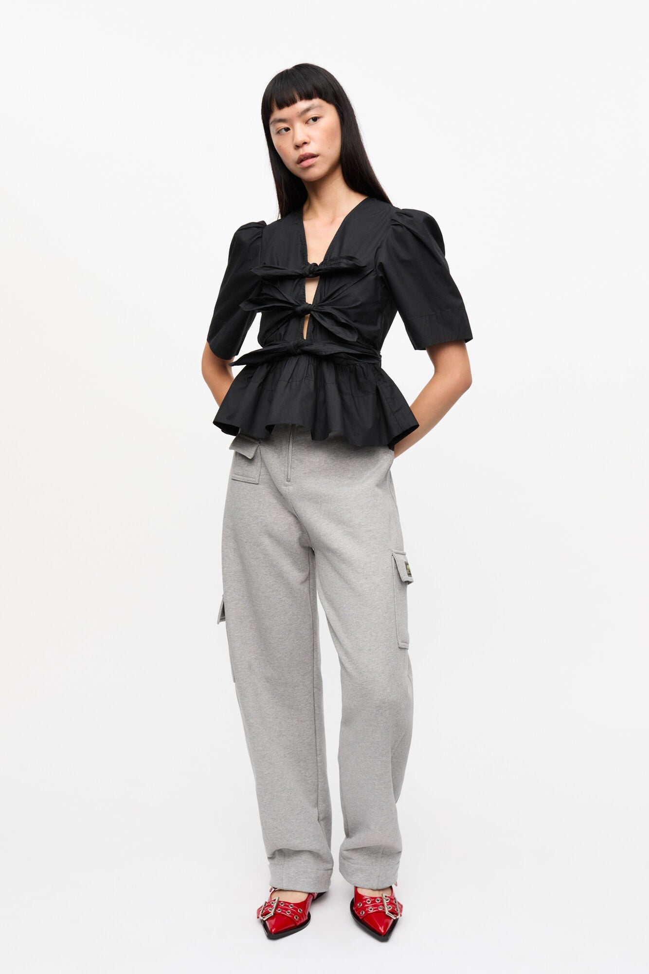 Blusa Washed Stretch Cotton Tie Strap