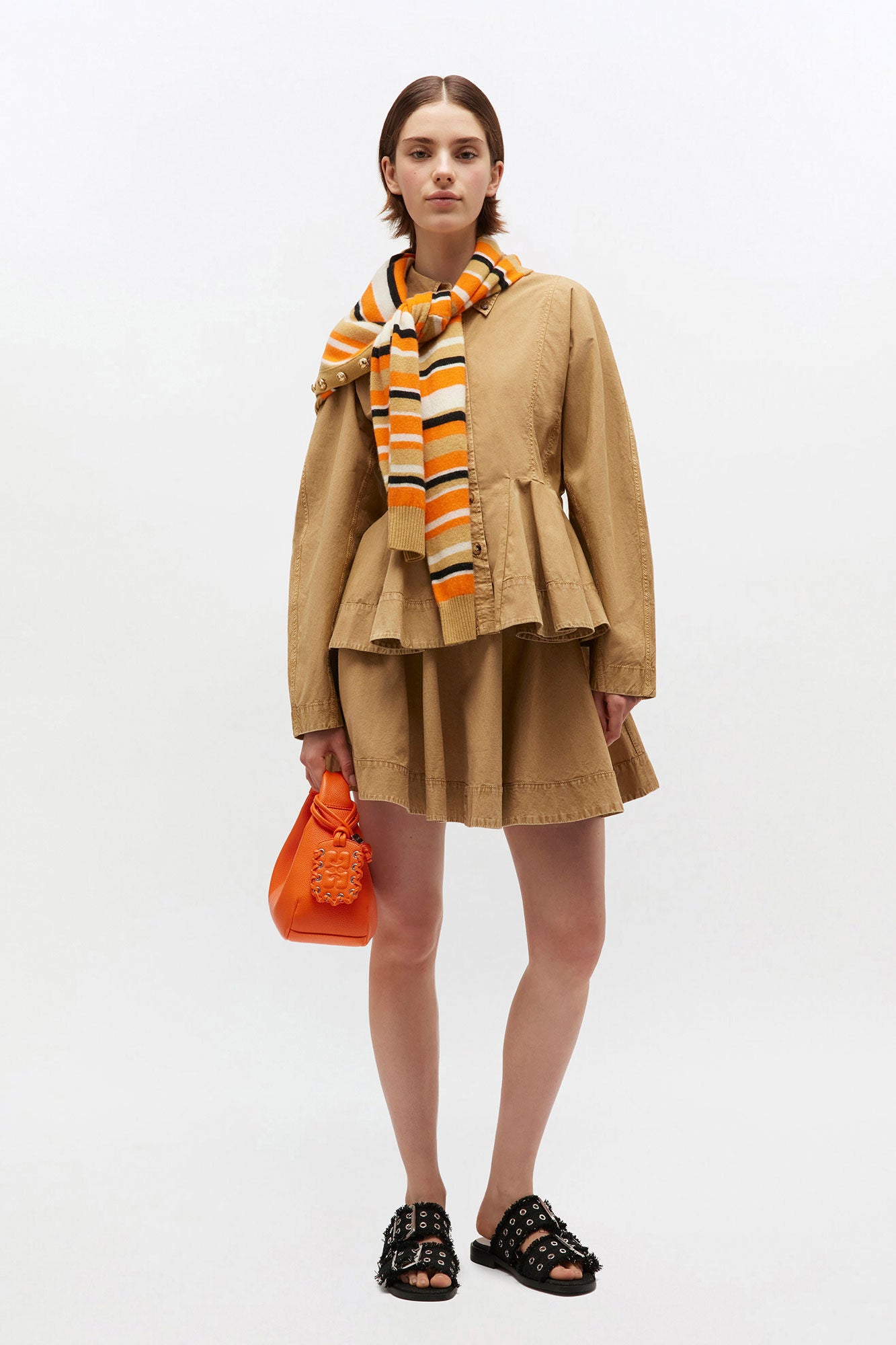 Camisa Peplum Washed Stretch Cotton