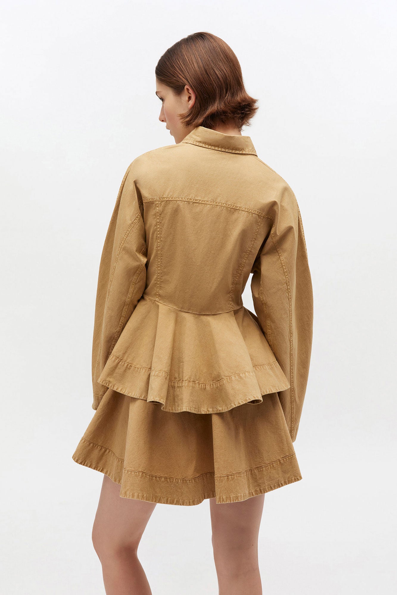 Camisa Peplum Washed Stretch Cotton