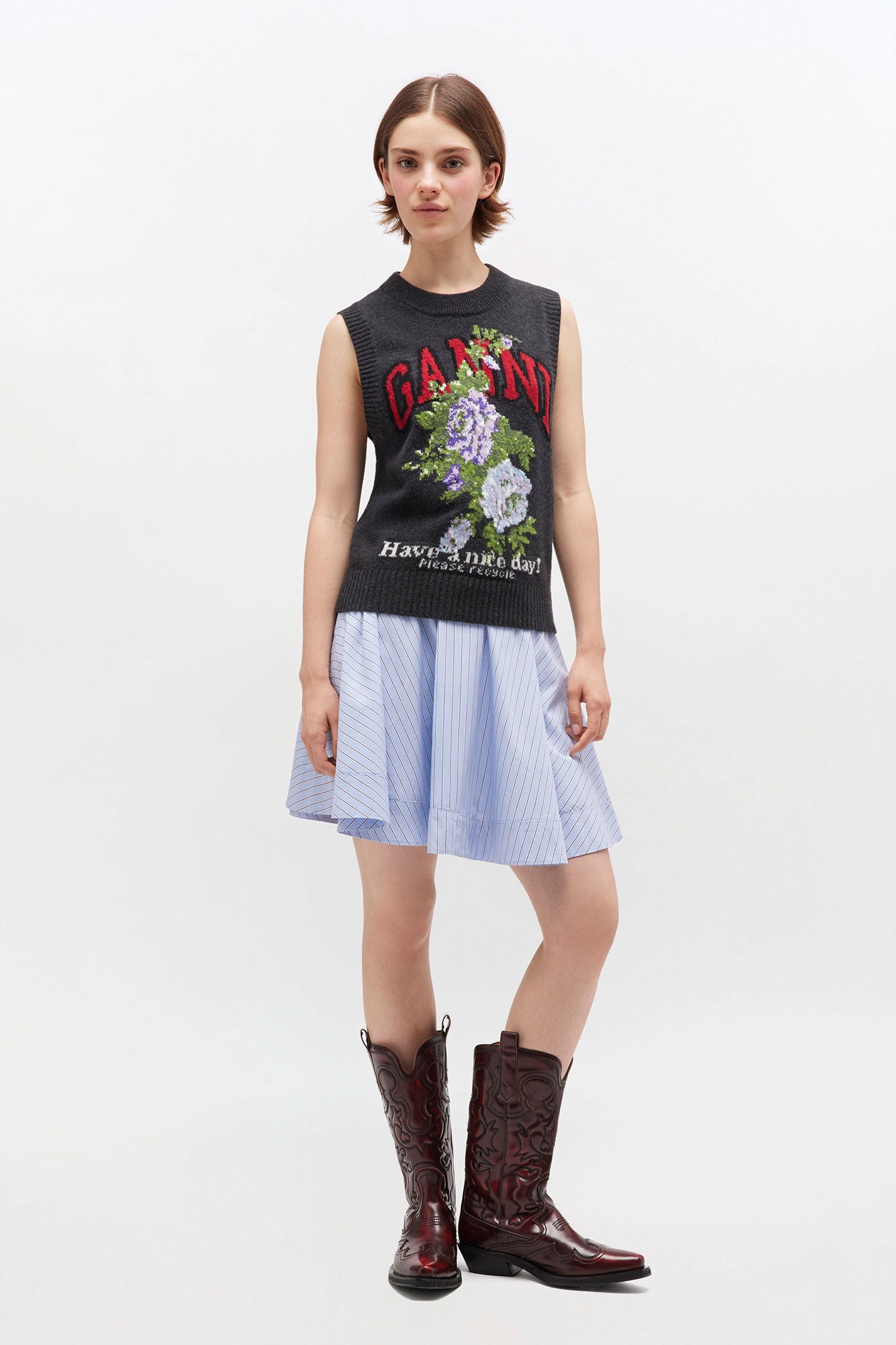 Mini Falda Circle Stripe Cotton