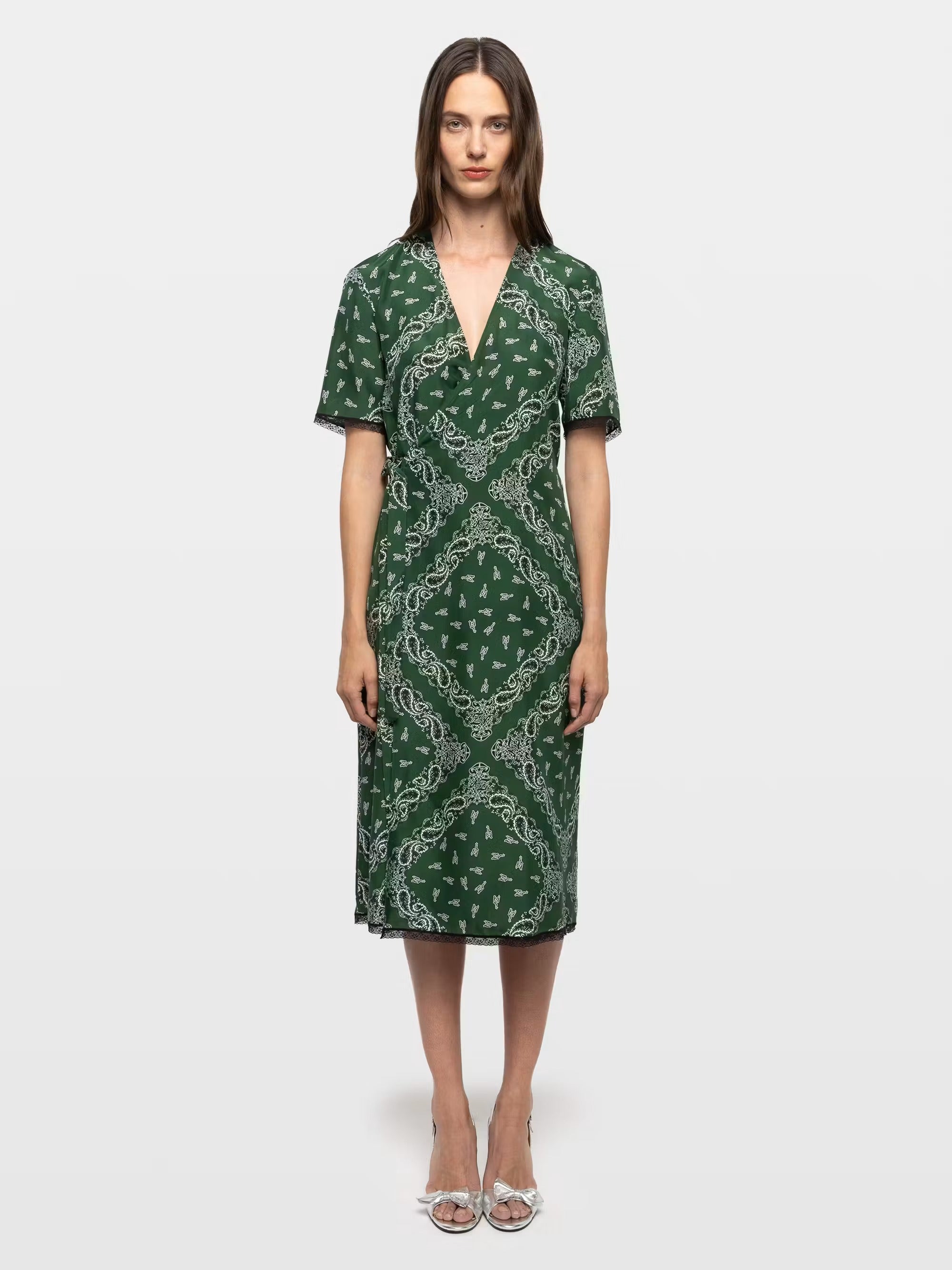 Midi Vestido Reforme Silk Bandana