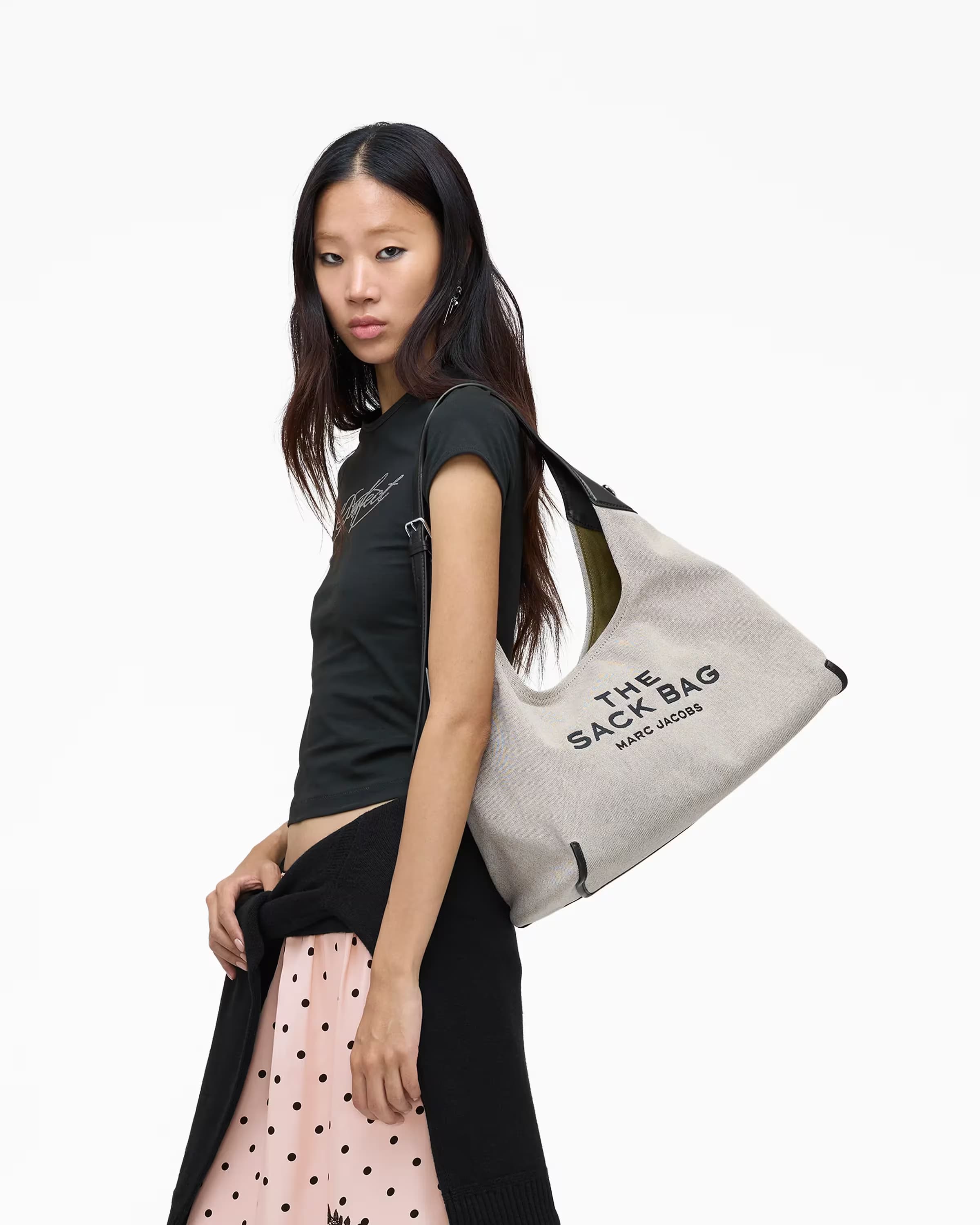 The Leather-Trim Canvas Belted Sack Bag