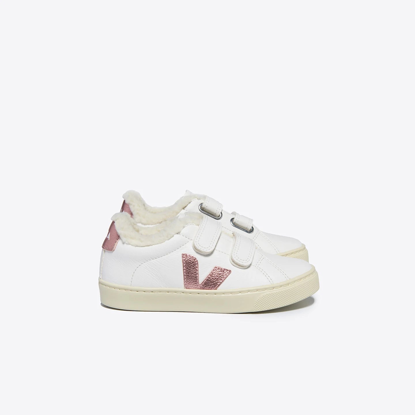 Tenis Veja Kids Esplar Fured Leather White Nacre