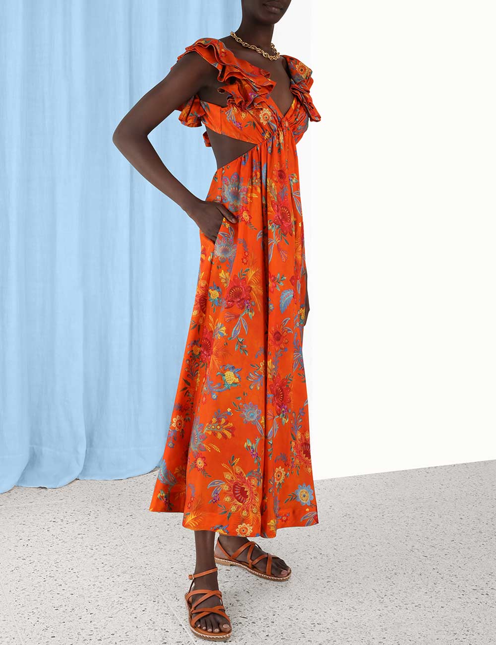 Vestido Ginger Frill ZIMMERMANN MIDI VESTIDOS Malva CO