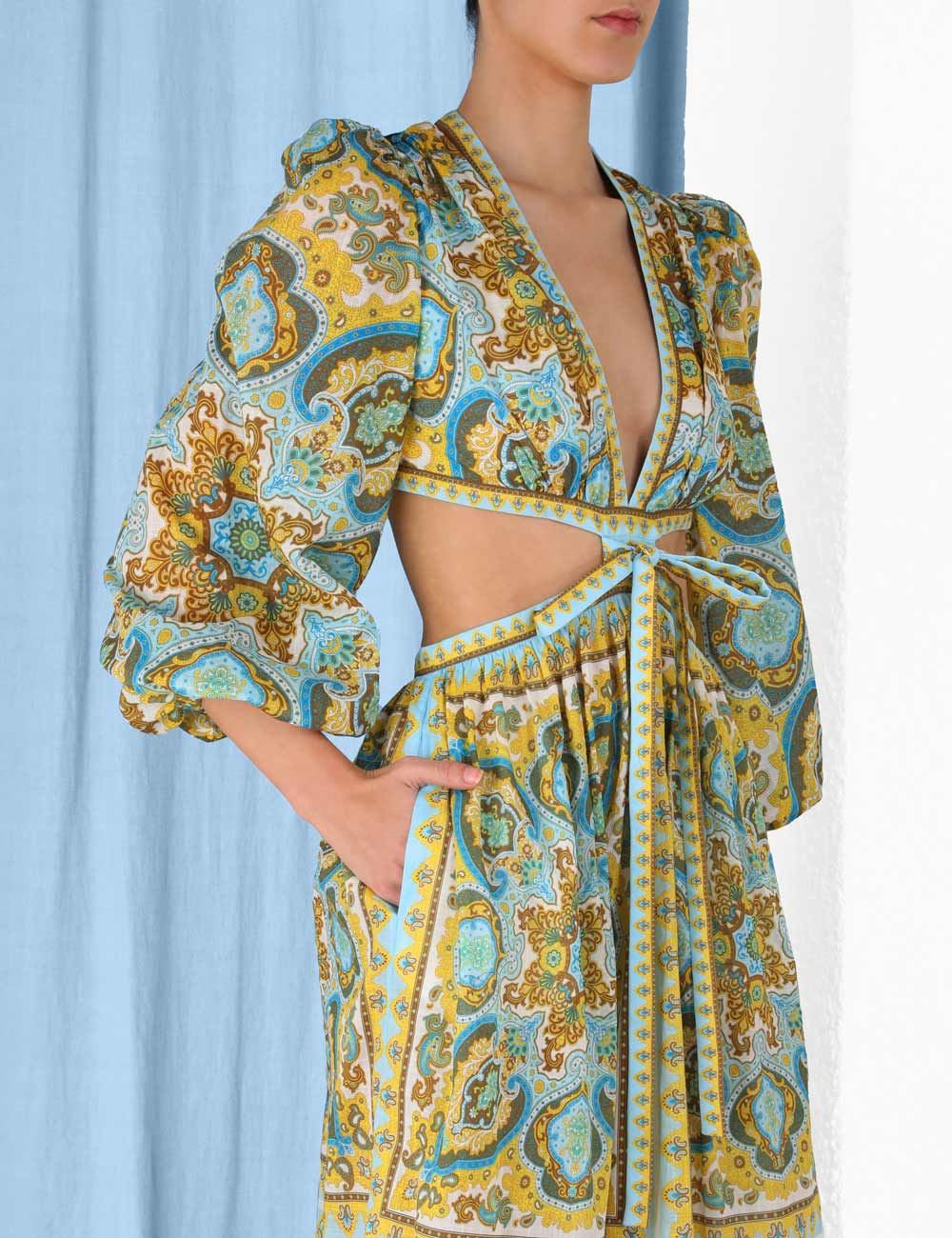 Vestido Halcyon Tie Front ZIMMERMANN MIDI VESTIDOS Malva CO