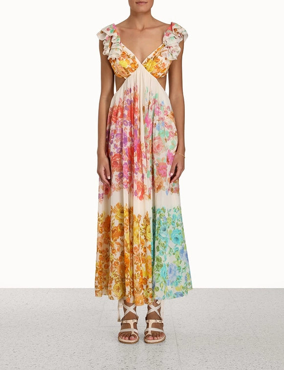 Vestido Raie Frill Shoulder