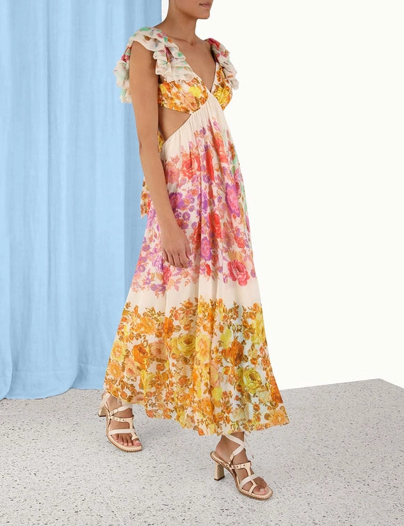 Vestido Raie Frill Shoulder