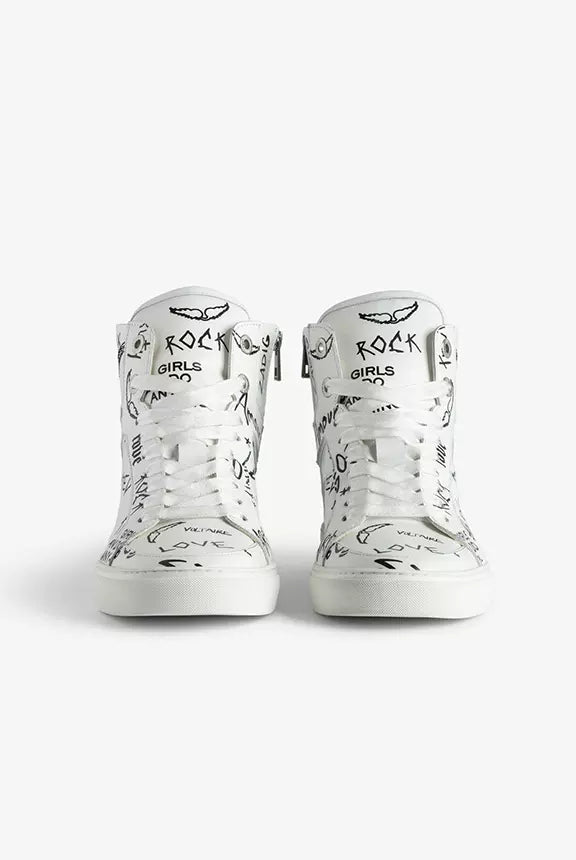 Tenis Zadig High Flash Smooth Calfskin Graff Mujer