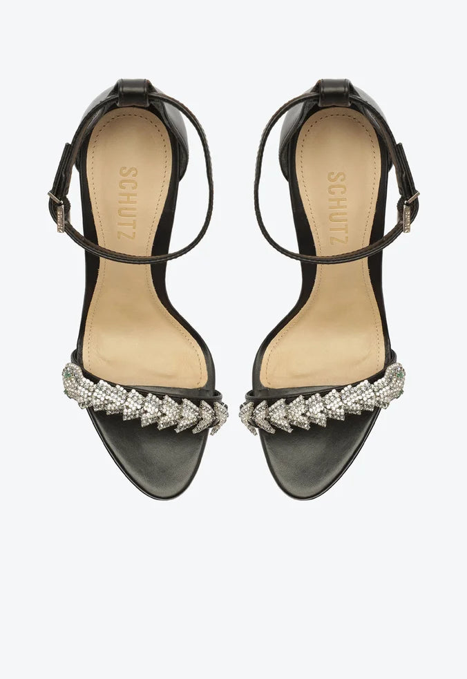 Sandalias Tacón  Serpiente Con Brillos